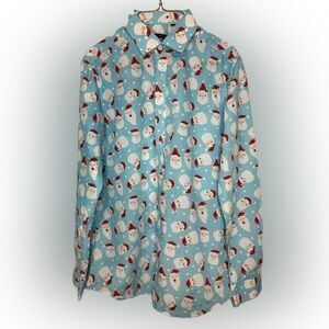 Men's Blue Santa Print Shirt